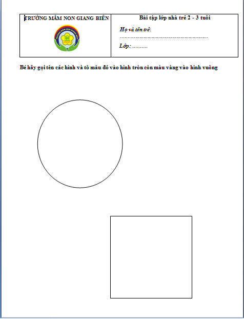 Bài tập: Nhận biết hình tròn - hình vuông