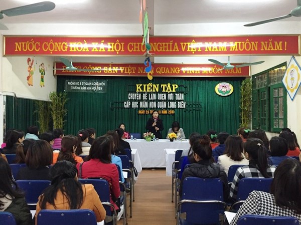 Trường mầm non Hoa Sen tổ chức kiến tập chuyên đề Làm quen với toán cho cấp học mầm non quận Long Biên