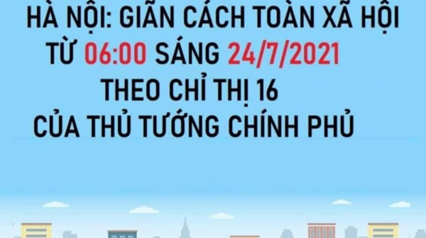 Thành phố Hà Nội thực hiện giãn cách xã hội trên địa bàn Thành phố để phòng chống dịch COVID-19