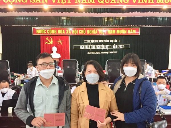 Trường mầm non Sơn ca tham gia ngày hội hiến máu tại Phường Ngọc Lâm