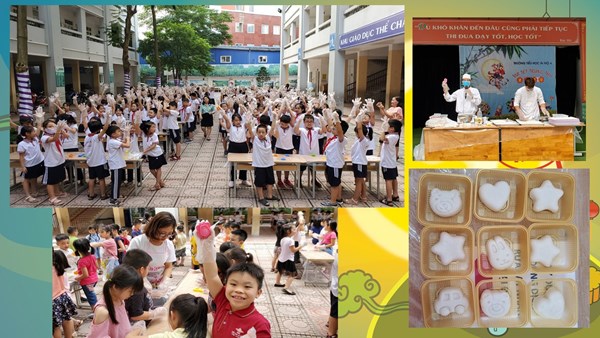 Học sinh Tiểu học Ái Mộ A tập làm bánh dẻo vui Tết Trung thu