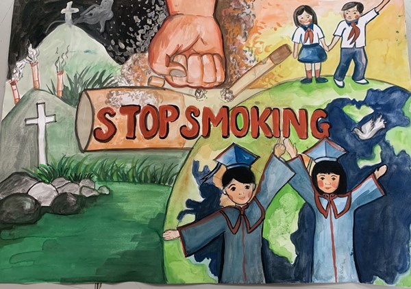 Học sinh trường THCS Gia Thụy tích cực tham gia cuộc thi vẽ tranh kèm khẩu hiệu Slogan phòng, chống tác hại của thuốc lá với chủ đề: