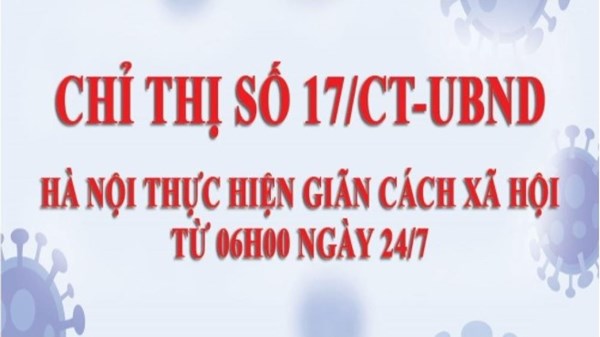 CHỈ THỊ: Thực hiện giãn cách xã hội trên địa bàn thành phố Hà Nội để phòng chống dịch COVID-19