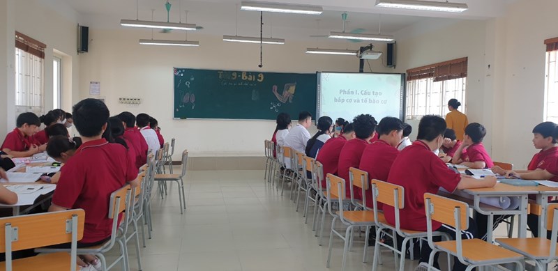 Cô giáo Dương Thị Thanh Huyền thực hiện chuyên đề cấp trường môn Sinh học 8