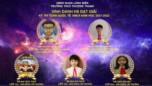 Vinh danh HS  đạt giải kỳ  thi Toán  quốc tế AMC năm  học 2021-2022 trường  THCS  Thượng  Thanh