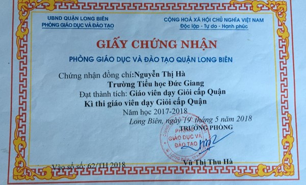 Tấm gương nhà giáo tiêu biểu - Cô giáo Nguyễn Thị Hà