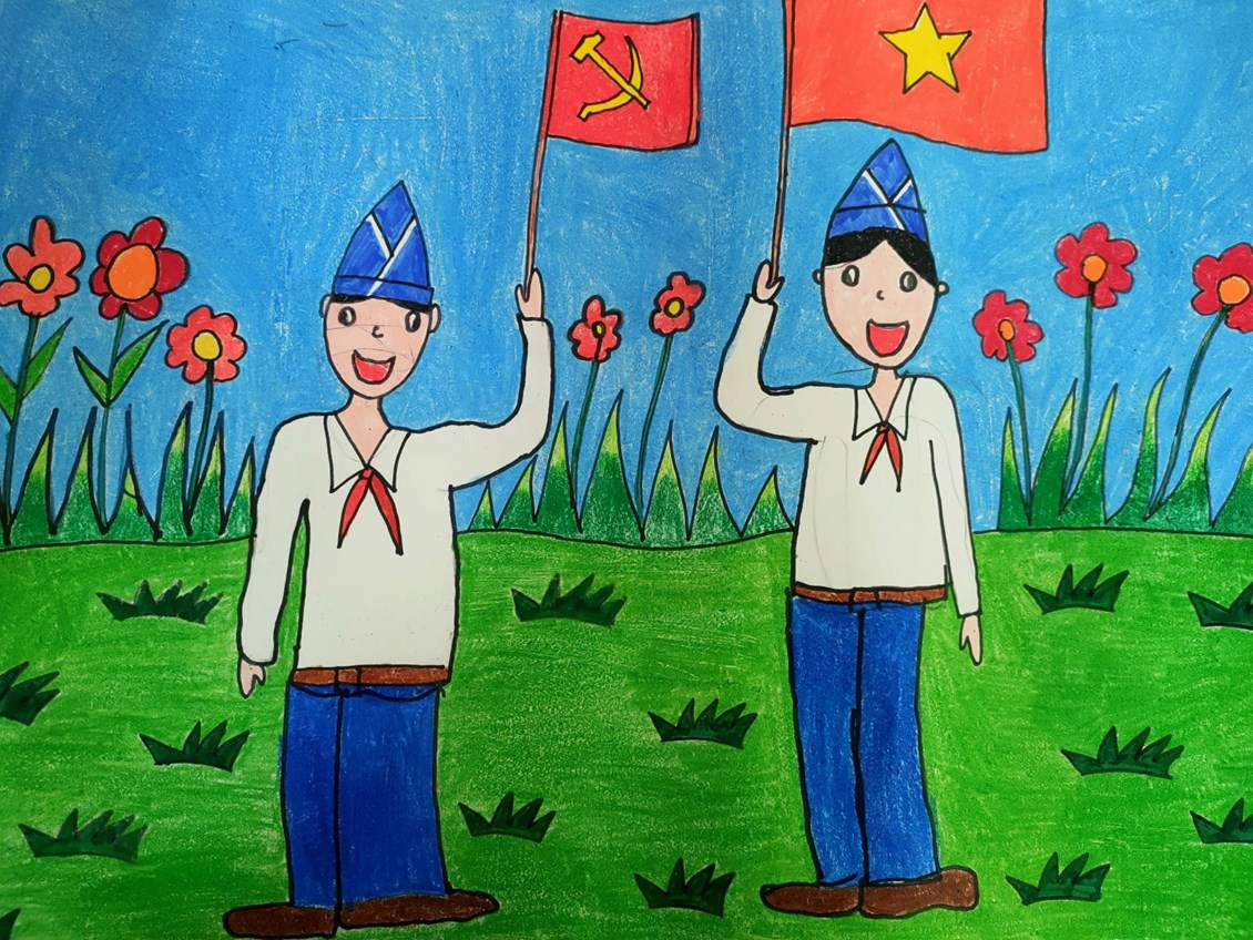 Lớp 1A1 tham gia vẽ tranh chào mừng thành công Đại hội Đại biểu Đoàn thanh  niên cộng sản Hồ Chí Minh | Trường Tiểu học Giang Biên