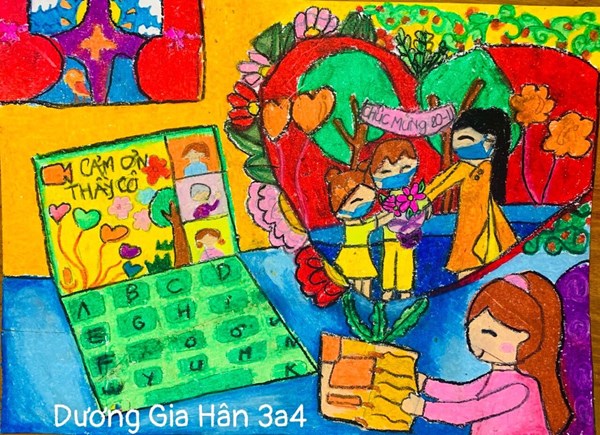 Tranh vẽ của học sinh tặng thầy cô Ngày nhà giáo Việt Nam 20/11 (Phần 2)