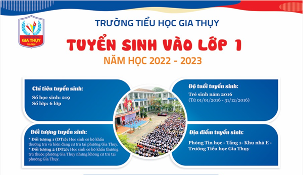 Thông báo tuyển sinh vào lớp Một năm học 2022-2023