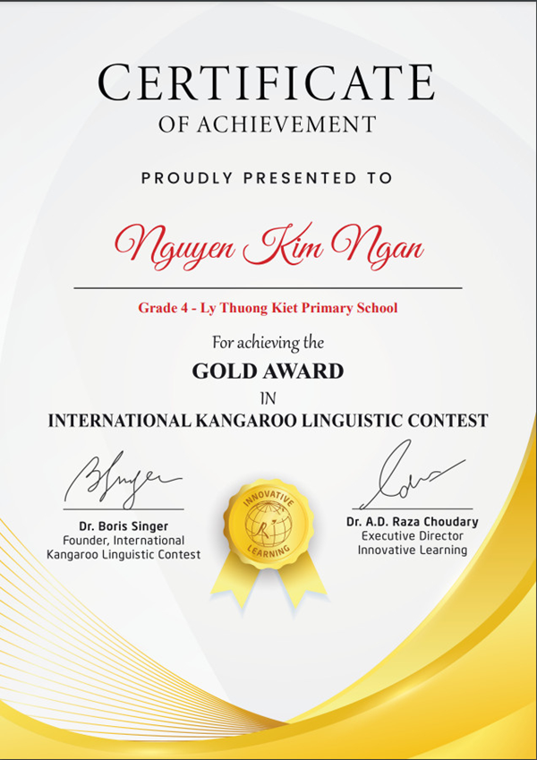 Cuộc thi Tiếng Anh Kangcaroo với nhiều huy chương  dành các bạn học sinh trường TH Lý Thường Kiệt