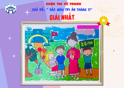 Các em học sinh đạt Giải Nhất hội thi vẽ tranh chủ đề  Sắc màu tri ân tháng 11 chào mừng 39 năm Ngày nhà giáo Việt Nam 20/11.