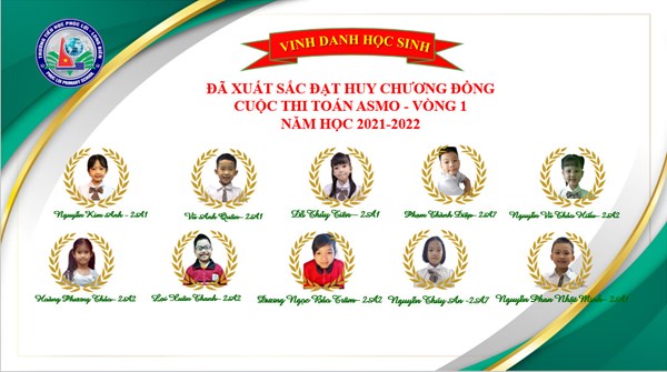 Chúc mừng các em học sinh Khối 2 đã xuất sắc đạt Huy chương Đồngguo trong cuộc thi Toán ASMO - 2021