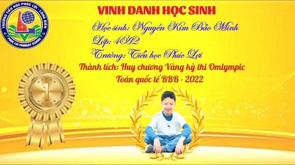 Chúc mừng em Nguyễn Kim Bảo Minh đã đạt thành tích trong cuộc thi Olimpic Toán Quốc tế BBB 2022