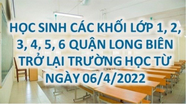 Học sinh các khối lớp 1, 2, 3, 4, 5, 6 quận Long Biên trở lại trường học từ ngày 06/4/2022