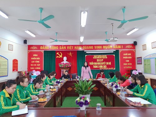 Chi bộ trường mầm non Thạch Cầu tổ chức hội nghị gặp mặt chúc mừng 93 năm ngày thành lập Đảng cộng sản Việt Nam ( 3/2/1930 – 3/2/2023); họp triển khai nghị quyết tháng 2/2023. 