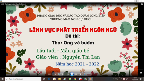 Video bài thơ ong và bướm - Nguyễn Thị Lan