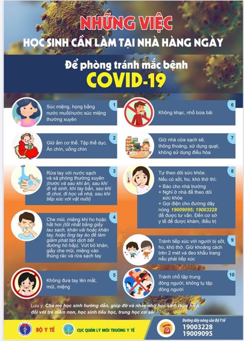 Những việc học sinh cần làm hàng ngày để phòng tránh dịch bệnh covid - 19