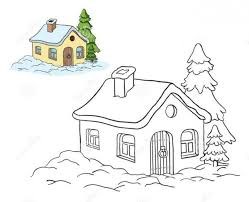 Bé tập tô màu sáng tạo bức tranh: Ngôi nhà tuyết