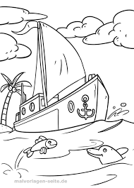 Tranh tô màu: Thuyền buồm