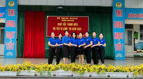 Chi đoàn trường MN Tràng An tham gia “Ngày hội Thanh niên – Tôi yêu Tổ quốc tôi  phường Giang Biên năm 2022”