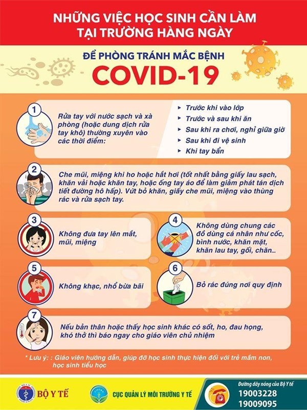 Hướng dẫn phòng chống covid - 19 tại trường học (những điều giáo viên, phụ huynh, học sinh và khách cần làm)