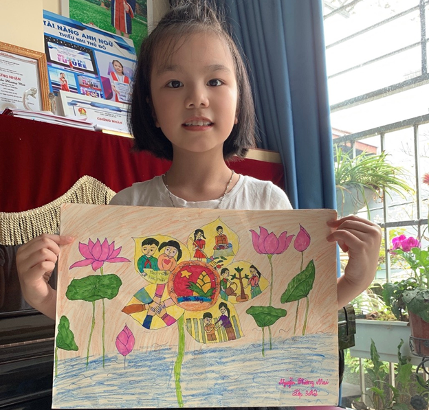 Nguyễn Phương Mai - Lớp 3A2 với cuộc thi vẽ tranh “Kỉ niệm ngày thành lập  Đoàn 26-3” | Trường Tiểu học Giang Biên