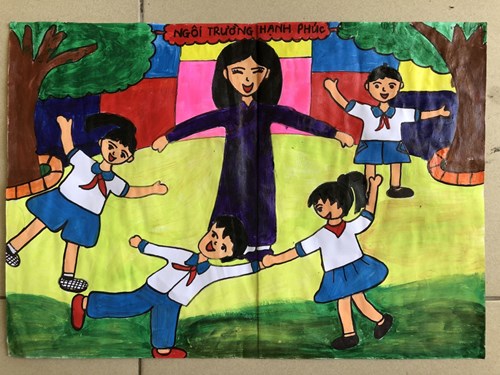 Học sinh trường Tiểu học Ngô Gia Tự hưởng ứng cuộc thi vẽ  Trường học hạnh phúc  với chủ đề “Thế giới trong tương lai”